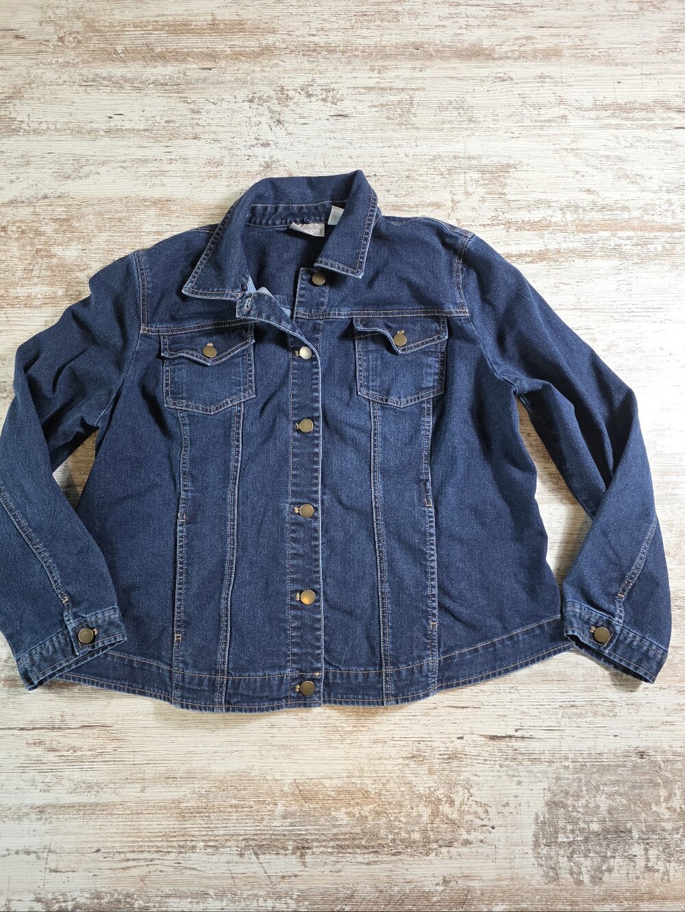 Womens Chicos Denim Jacket Size (3) XL Blue Jean
